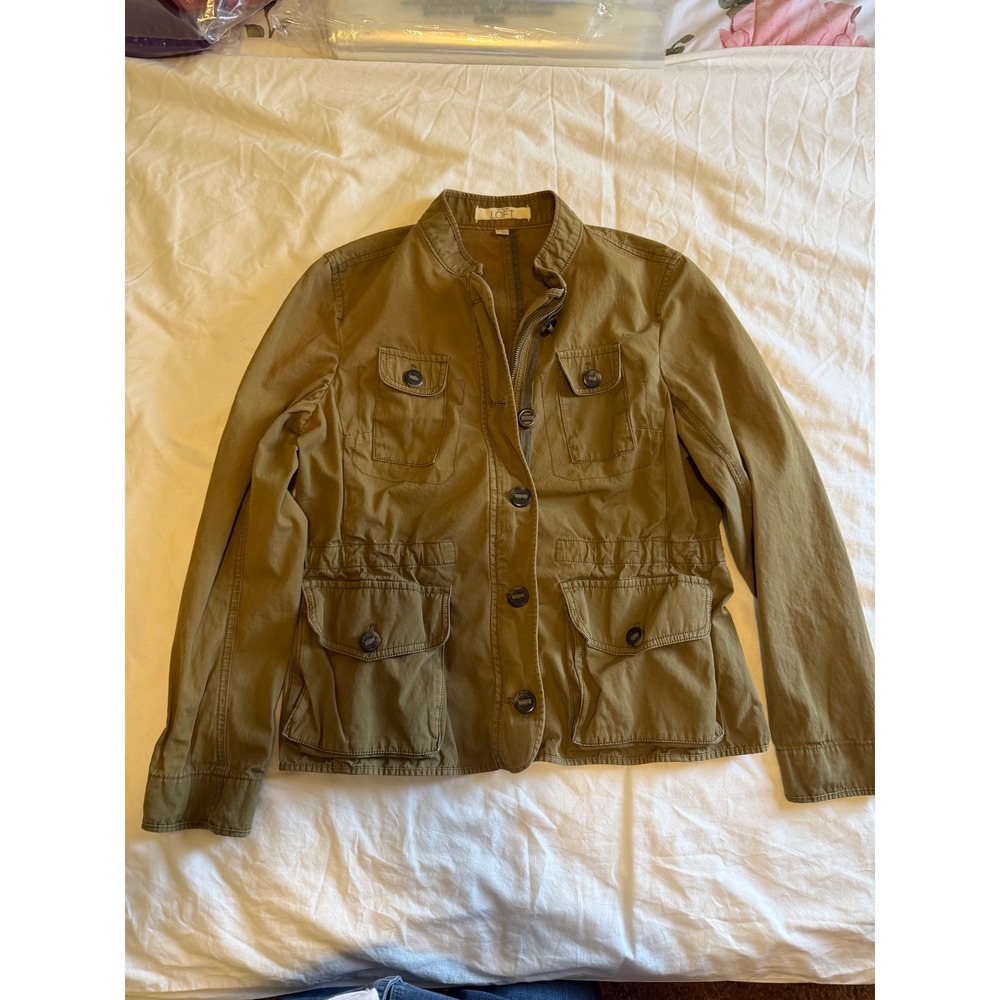 Loft Olive Green Utility Jacket Button Lightweigh… - image 8